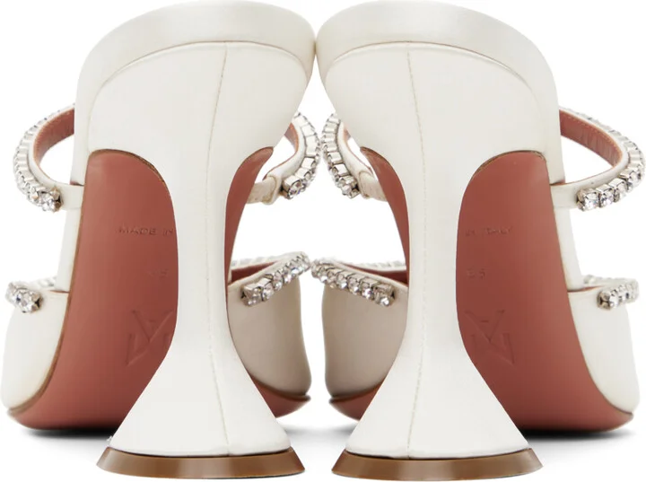 Amina Muaddi White Gilda Mule Heels - Image 2