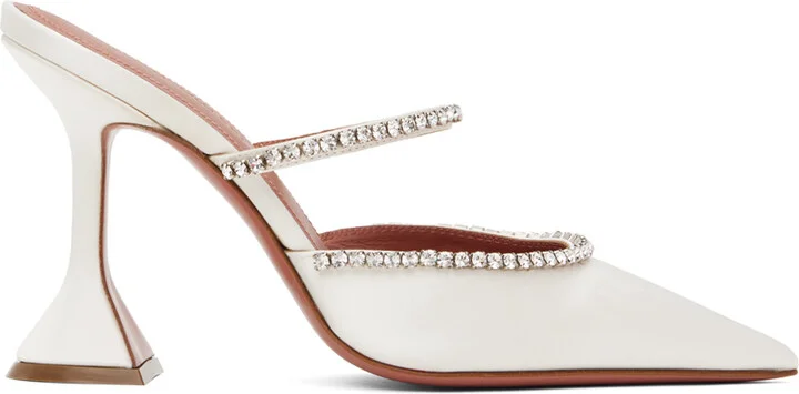 Amina Muaddi White Gilda Mule Heels