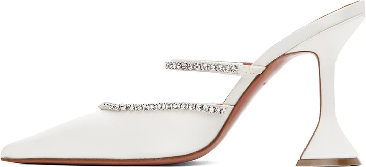Amina Muaddi White Gilda Mules - Image 3