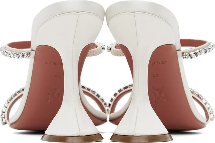 Amina Muaddi White Gilda Slipper Heeled Sandals - Image 2