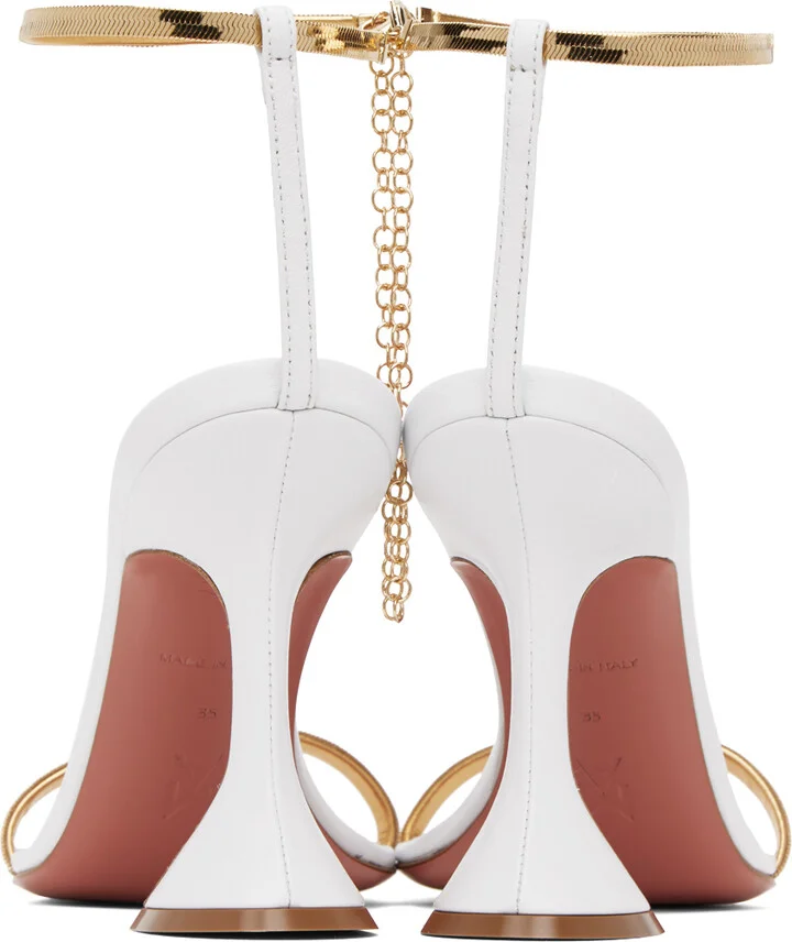 Amina Muaddi White Henson Heeled Sandals - Image 2