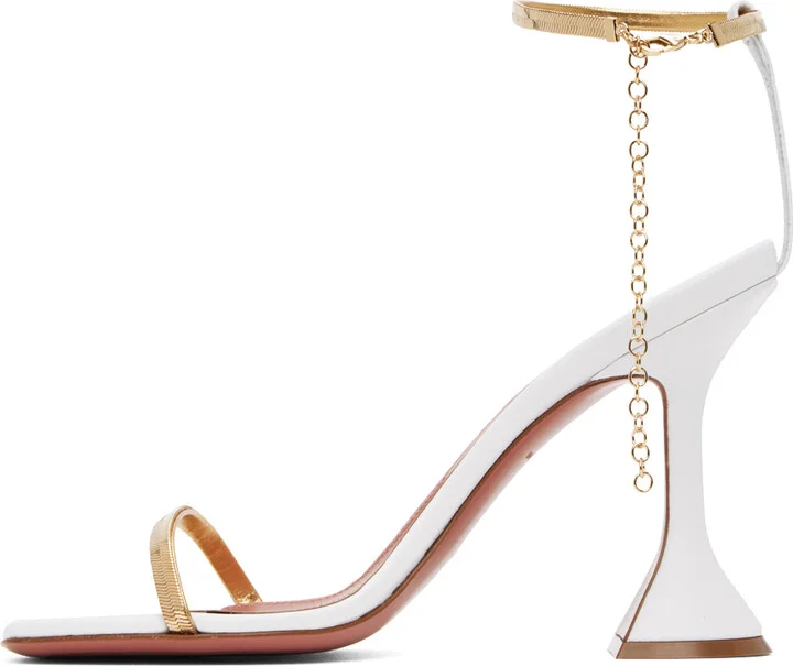 Amina Muaddi White Henson Heeled Sandals - Image 3