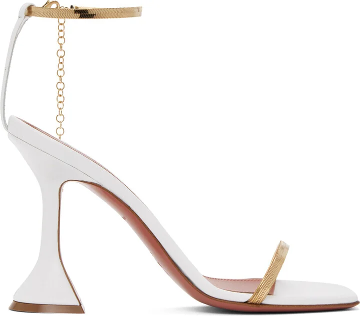Amina Muaddi White Henson Heeled Sandals