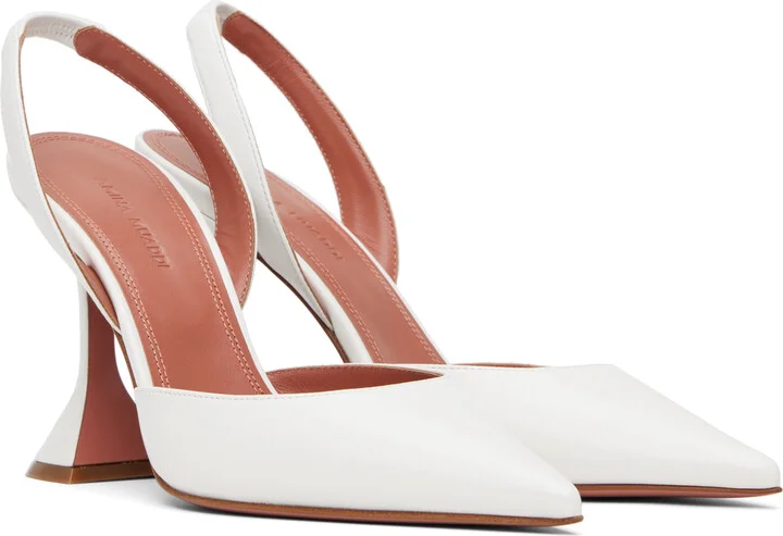 Amina Muaddi White Holli Sling 95 Heels - Image 4