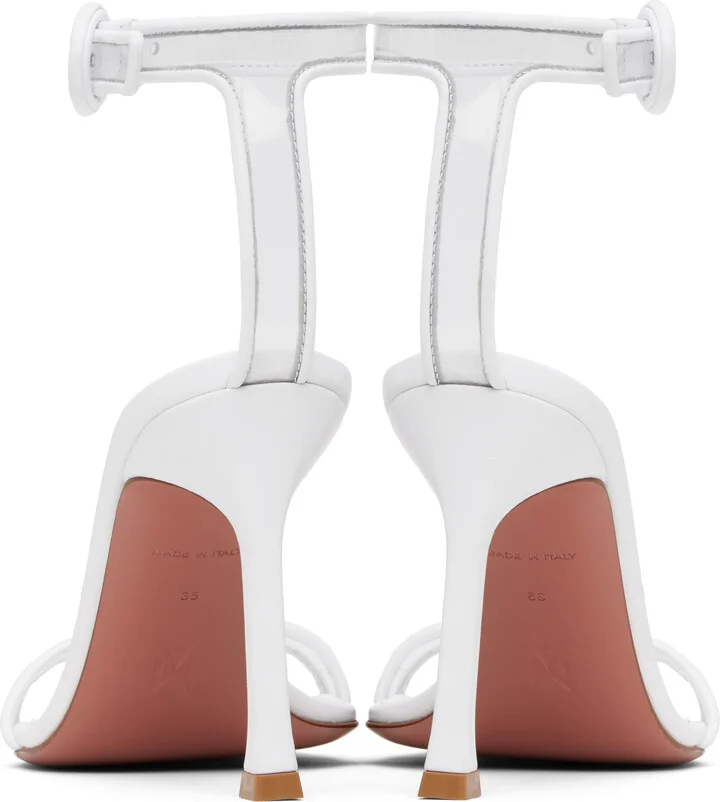 Amina Muaddi White Kim Glass Heeled Sandals - Image 2