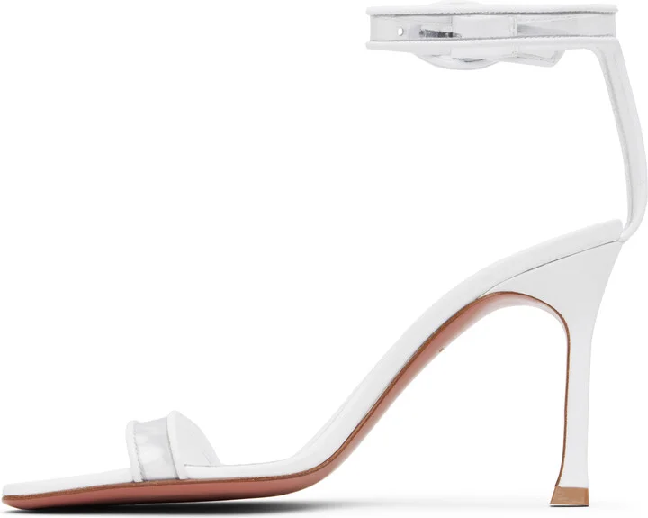 Amina Muaddi White Kim Glass Heeled Sandals - Image 3