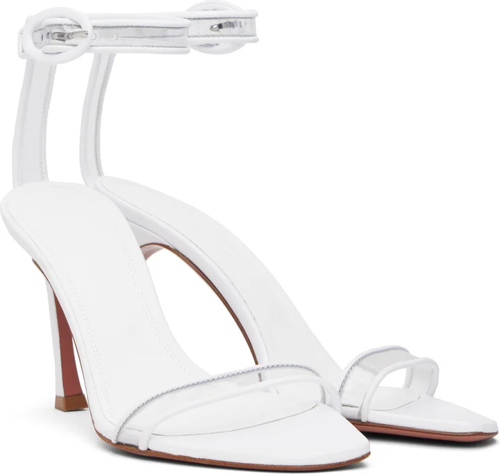 Amina Muaddi White Kim Glass Heeled Sandals - Image 4