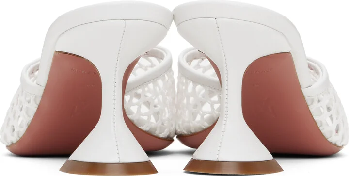 Amina Muaddi White Lupita Net 70 Heeled Sandals - Image 2