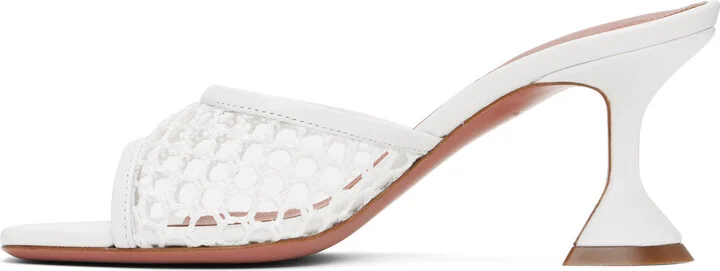 Amina Muaddi White Lupita Net 70 Heeled Sandals - Image 3