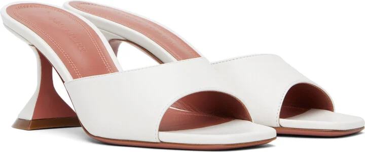 Amina Muaddi White Lupita Slipper 70 Heeled Sandals - Image 4