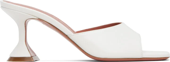 Amina Muaddi White Lupita Slipper 70 Heeled Sandals