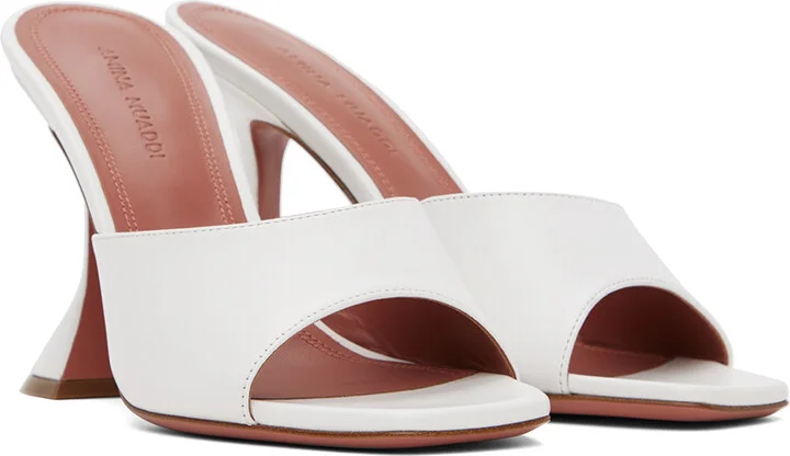Amina Muaddi White Lupita Slipper Heeled Sandals - Image 4