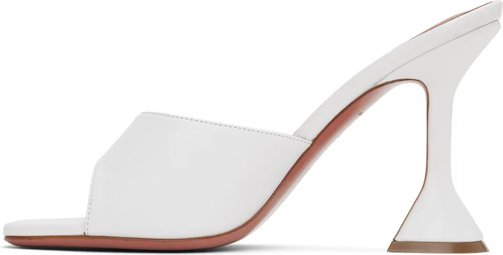 Amina Muaddi White Lupita Slipper Heeled Sandals - Image 3