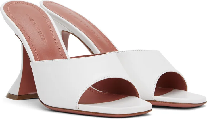 Amina Muaddi White Lupita Slipper Heeled Sandals - Image 4