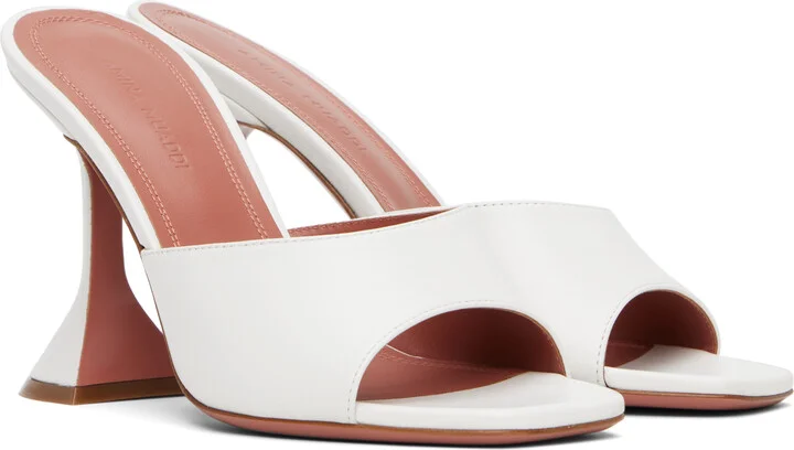 Amina Muaddi White Lupita Slipper Heeled Sandals - Image 4