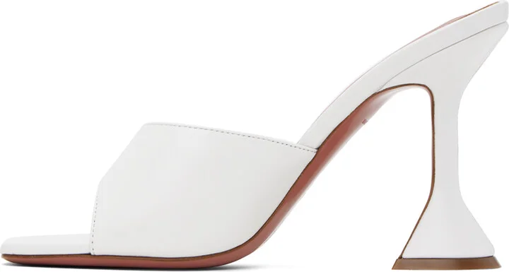 Amina Muaddi White Lupita Slipper Heeled Sandals - Image 3