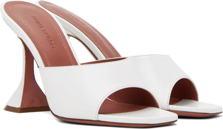 Amina Muaddi White Lupita Slipper Heeled Sandals - Image 4