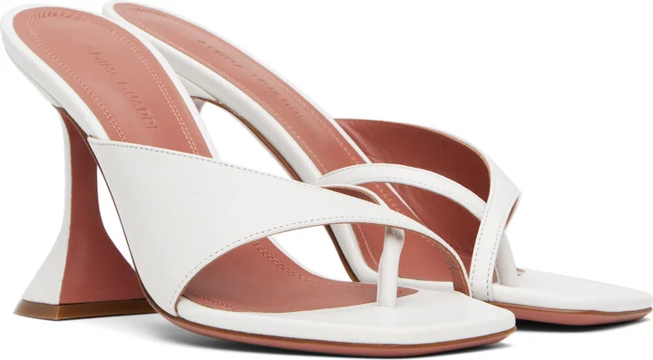 Amina Muaddi White Shiona Slipper Heeled Sandals - Image 4