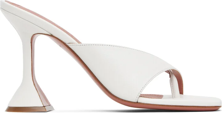 Amina Muaddi White Shiona Slipper Heeled Sandals