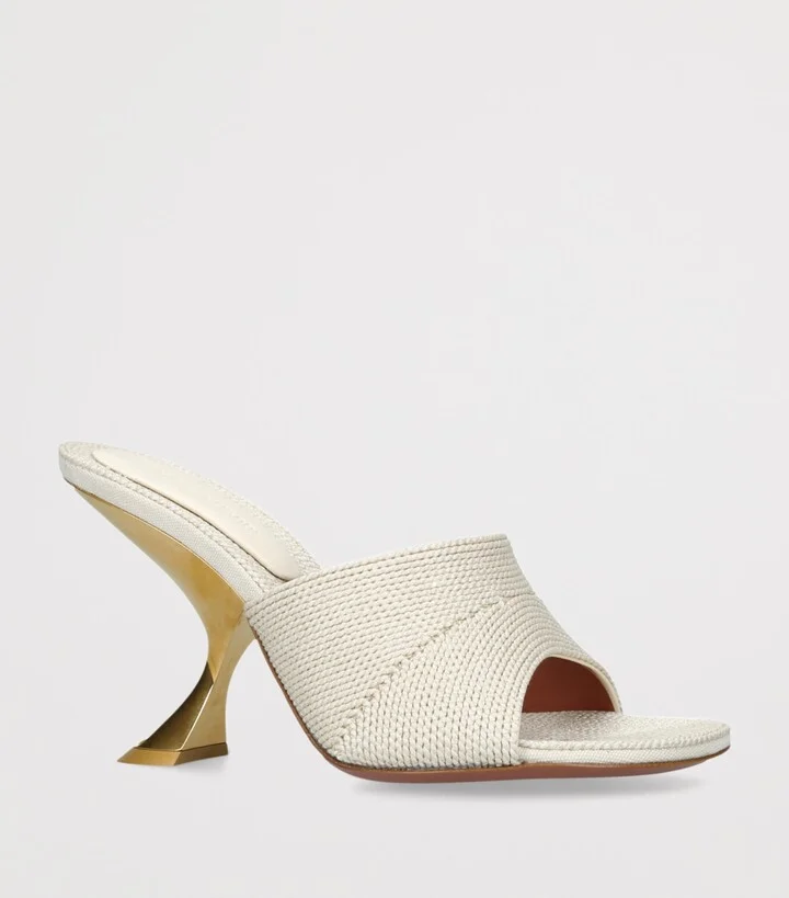 Amina Muaddi Woven Taylor Heeled Mules 90 - Image 3