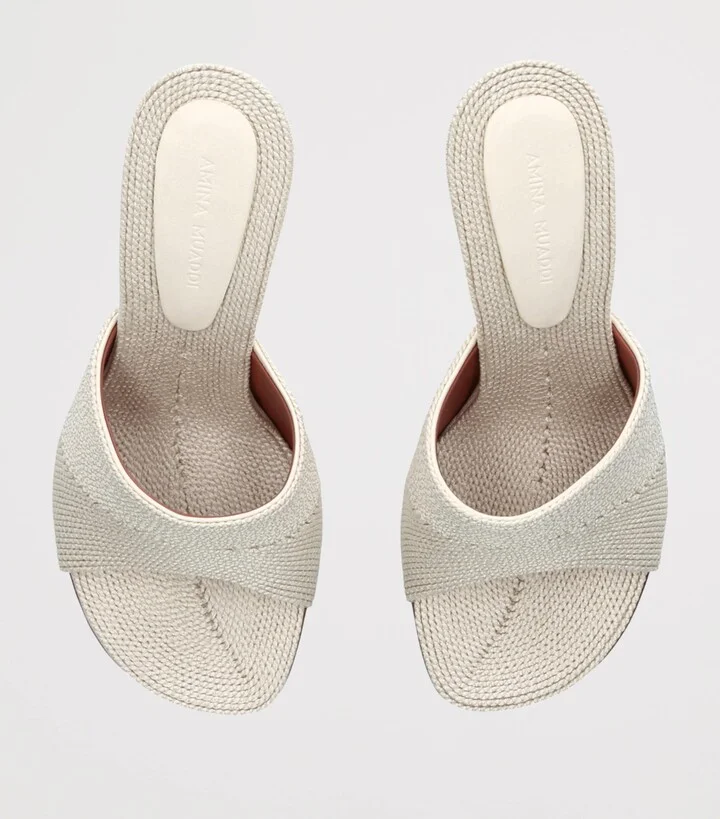 Amina Muaddi Woven Taylor Heeled Mules 90 - Image 4