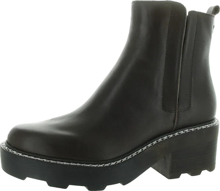 Amina Womens Leather Block Heel Chelsea Boots