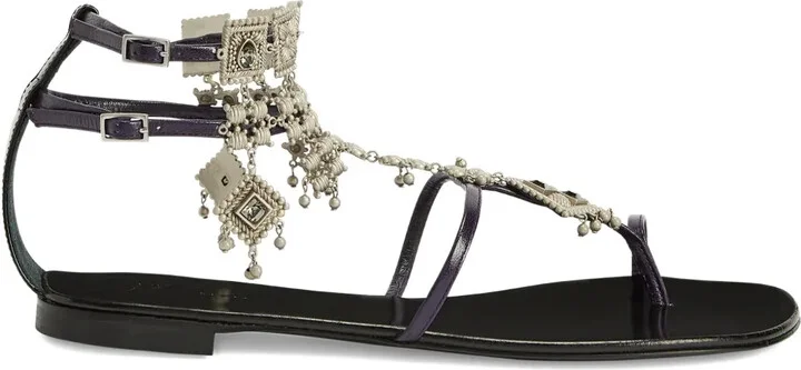 Amira embellished leather flat sandals
