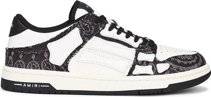 Amiri Bandana Denim Skeleton Top Low Sneaker in Black