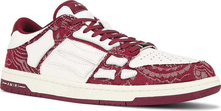 Amiri Bandana Denim Skeleton Top Low Sneaker in Burgundy - Image 2