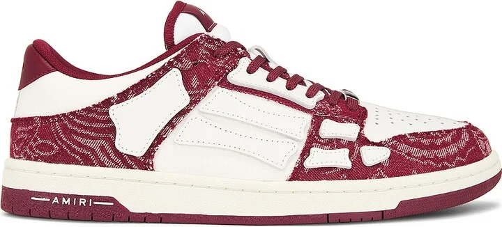 Amiri Bandana Denim Skeleton Top Low Sneaker in Burgundy
