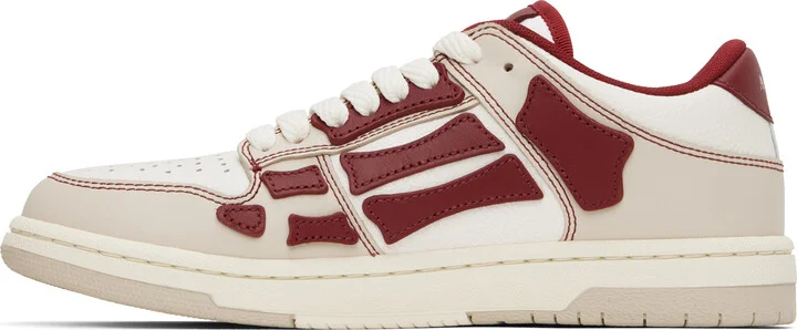 AMIRI Beige & Red Varsity Skel-Top Low Sneakers - Image 3
