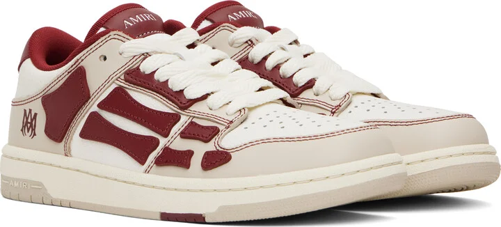 AMIRI Beige & Red Varsity Skel-Top Low Sneakers - Image 4