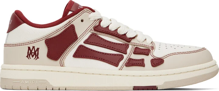 AMIRI Beige & Red Varsity Skel-Top Low Sneakers