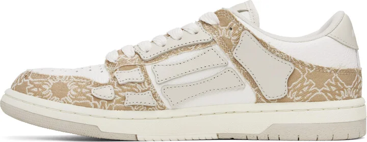 AMIRI Beige & White MA Quad Skel Top Low Sneakers - Image 3