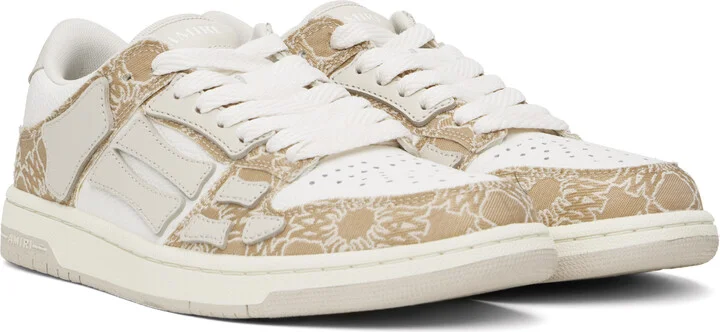 AMIRI Beige & White MA Quad Skel Top Low Sneakers - Image 4