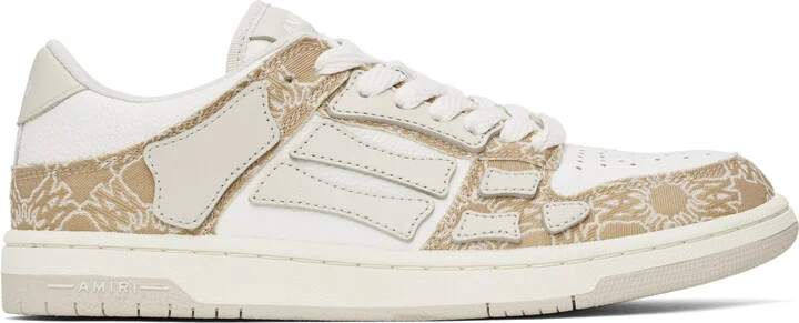 AMIRI Beige & White MA Quad Skel Top Low Sneakers