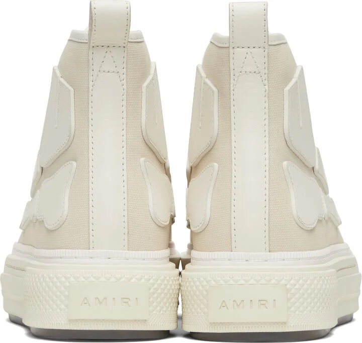 AMIRI Beige & White Skel Court Hi Sneakers - Image 2