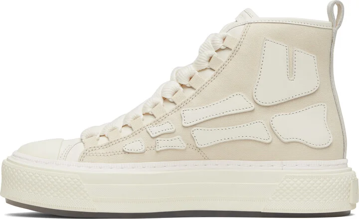 AMIRI Beige & White Skel Court Hi Sneakers - Image 3