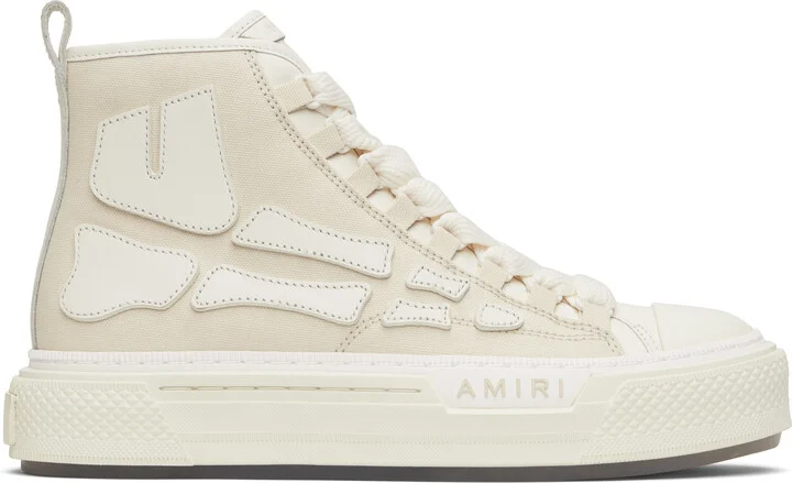 AMIRI Beige & White Skel Court Hi Sneakers