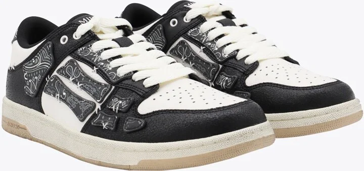 Amiri Black And White Leather Bandana Skell Low Top Sneakers - Image 2
