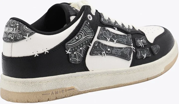 Amiri Black And White Leather Bandana Skell Low Top Sneakers - Image 3