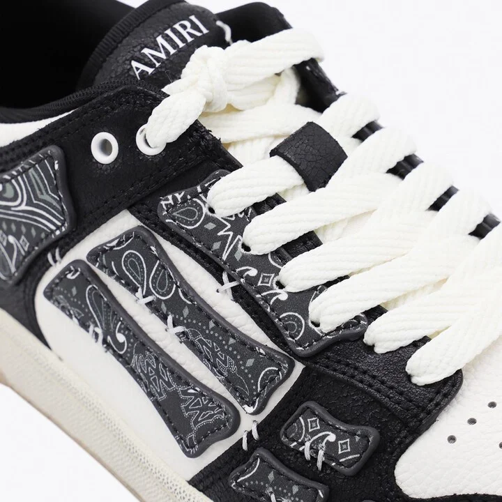 Amiri Black And White Leather Bandana Skell Low Top Sneakers - Image 4
