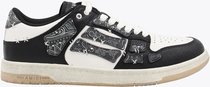 Amiri Black And White Leather Bandana Skell Low Top Sneakers