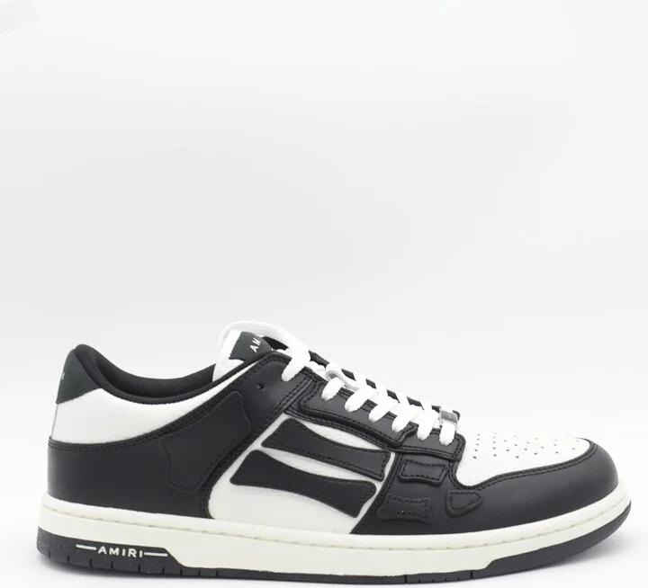 Amiri Black And White Leather Skel Low Top Sneakers - Image 3