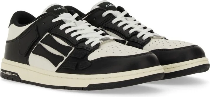 Amiri Black And White Leather Skel Low Top Sneakers - Image 4