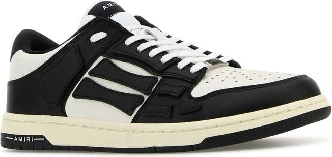 Amiri Black And White Leather Skel Low Top Sneakers - Image 5