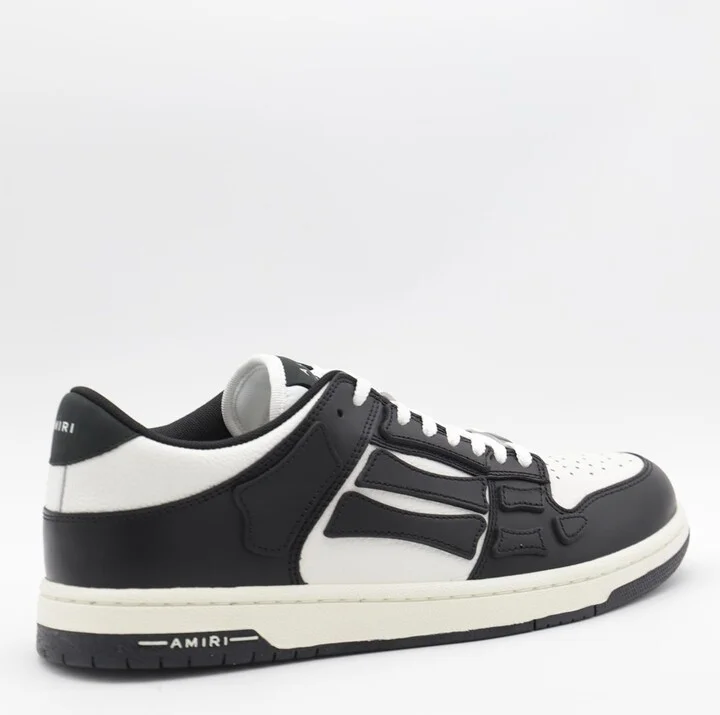 Amiri Black And White Leather Skel Low Top Sneakers - Image 6