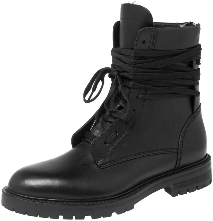 Amiri Black Leather Combat Boots Size 42