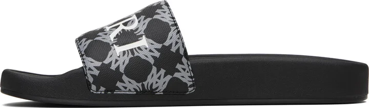 AMIRI Black MA Quad Canvas Pool Slides - Image 3