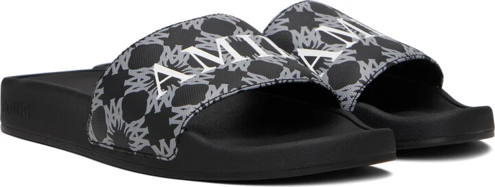 AMIRI Black MA Quad Canvas Pool Slides - Image 4